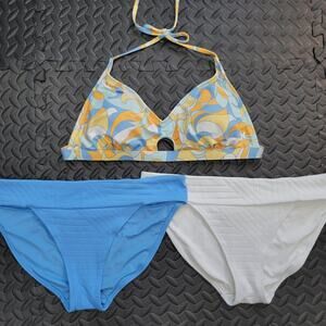 Hurley Bikini Top L + Aerie Bikini Bottoms L Bundle 3 Piece Set